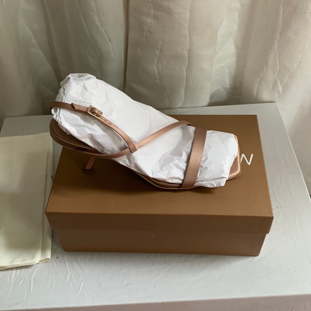 GIA/RHW Rosie 21 Raso Taupe Satin Slingback Sandals 41